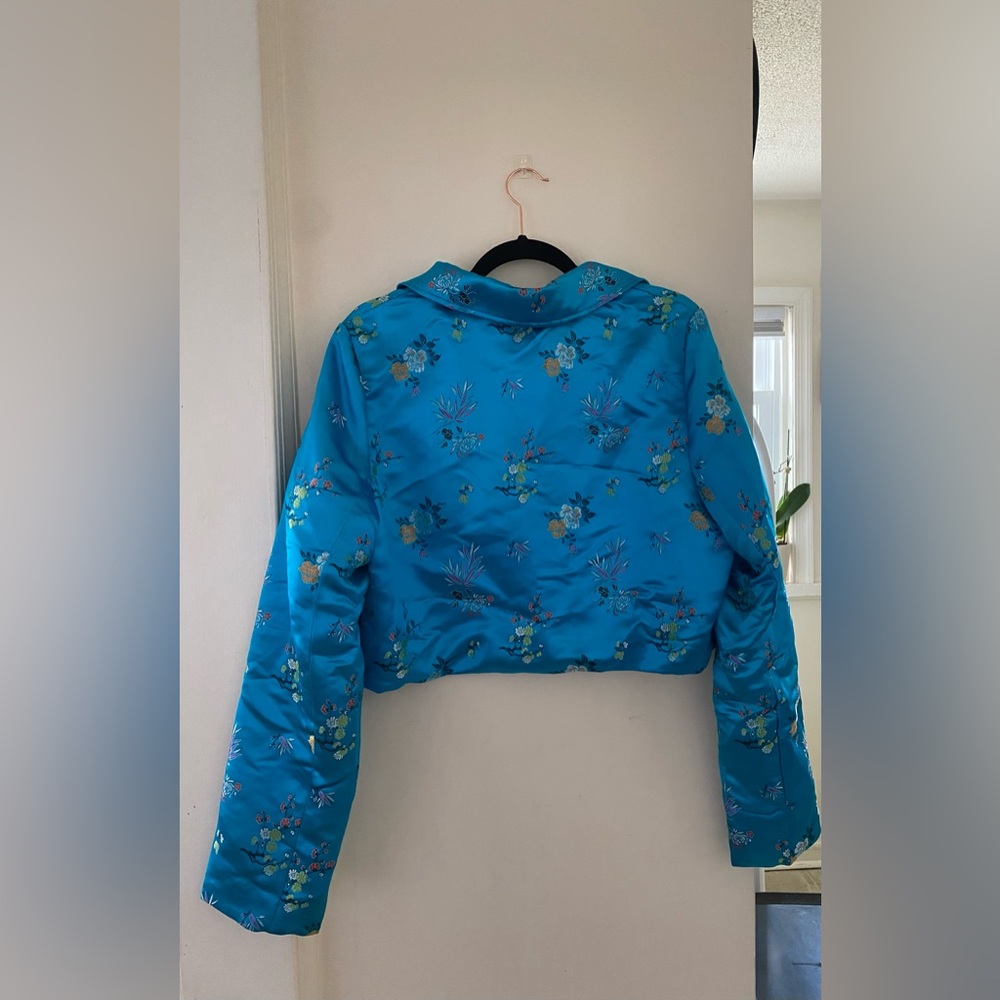 Blue patterned silk-style jacket - Picture 2 of 2